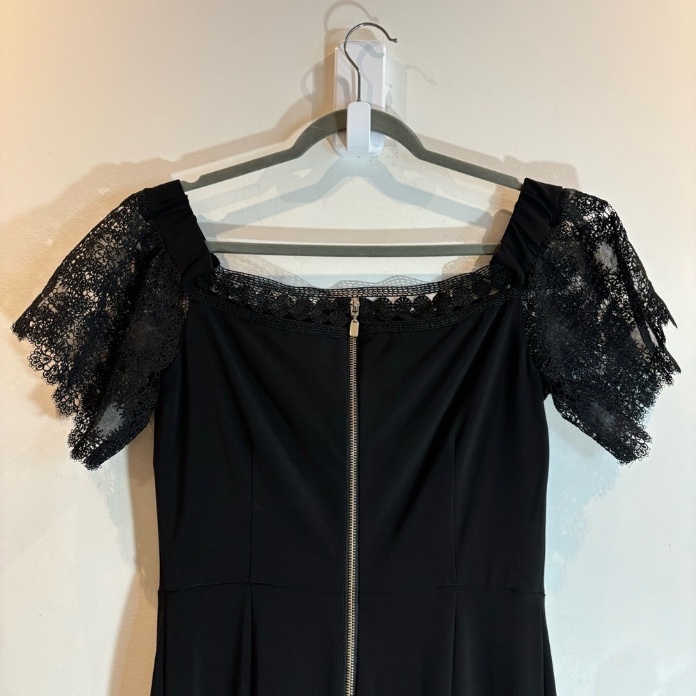 FRANK LYMAN Sz 8 Jumpsuit Off the Shoulder Jersey Knit Exposed Zipper Lace NEW - Picture 6 of 10